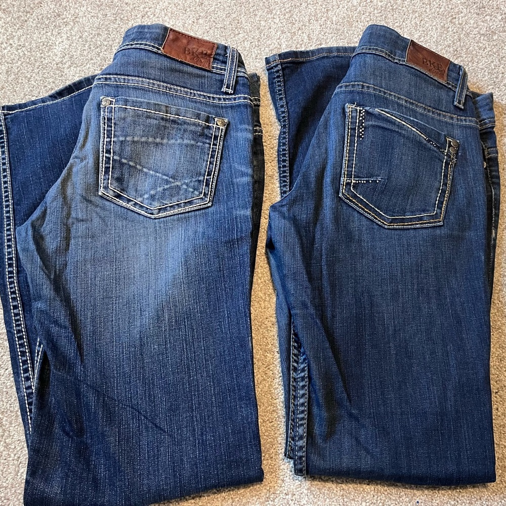 Two pairs BKE Denim jeans 27rx31.5